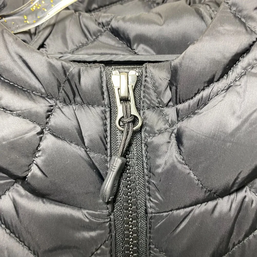Puffer Quilted Buckle Long Coat Belted Preppy Lightweight Fifted Womens M Black‎